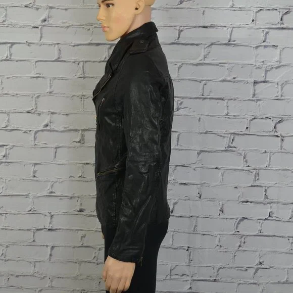 Mens Scotch and Soda Leather Biker Jacket Motorcycle cafe racer size small